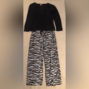 Sonoma Pajama 2-pc Fleece Black Gray Size M